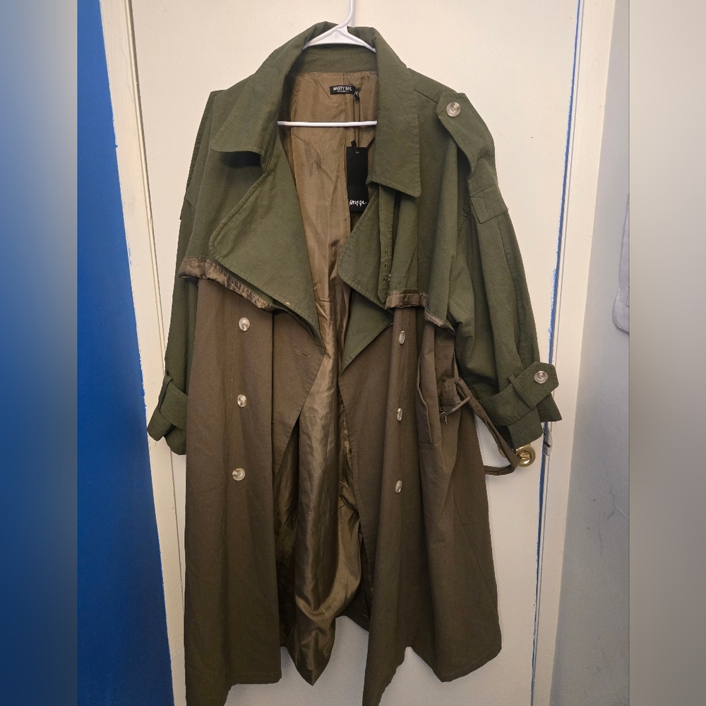 Nasty Gal Olive Green Trench Coat